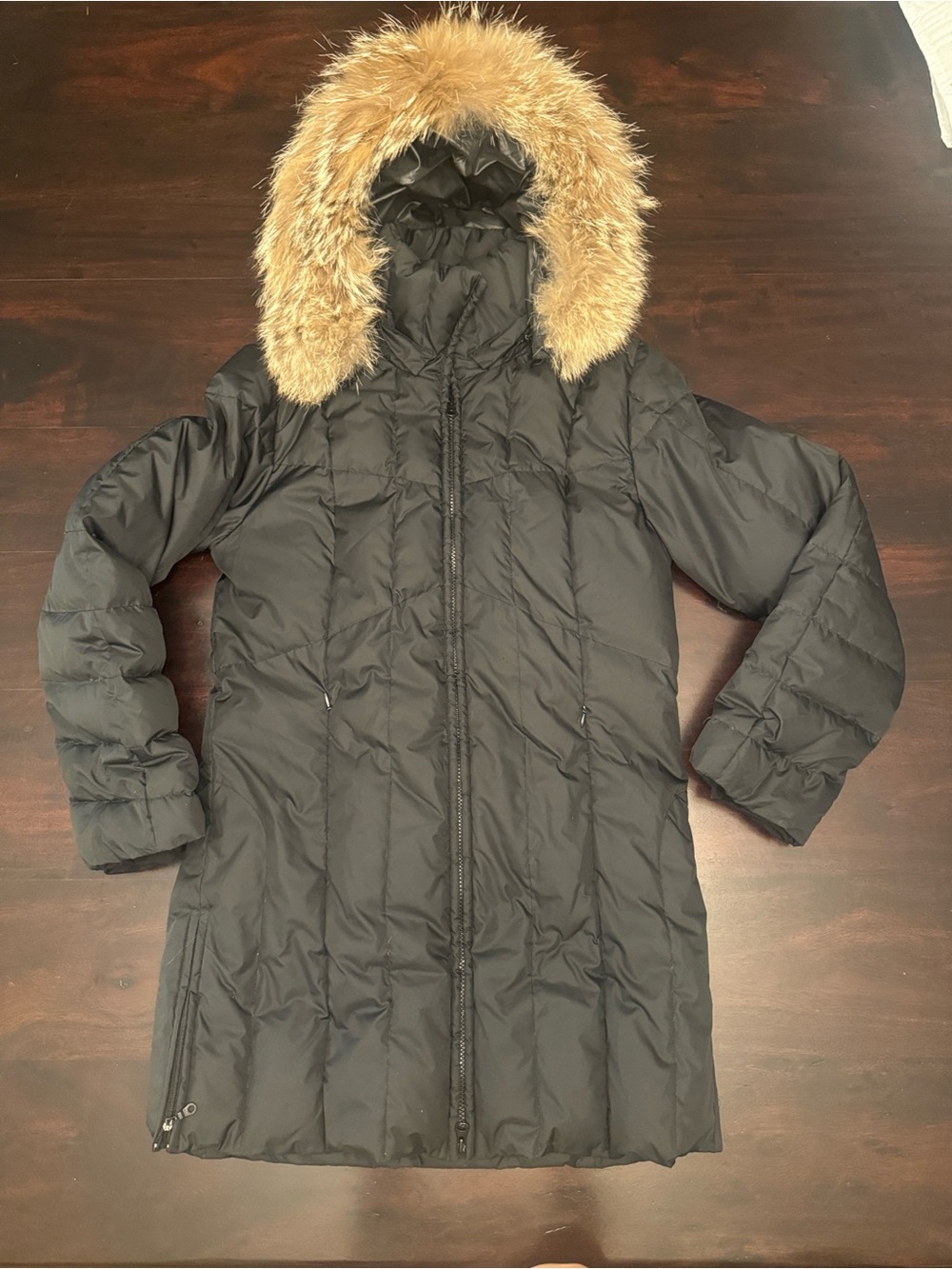 NILS Black Long Parka Goose Down with Removable Fur Trim Hood
